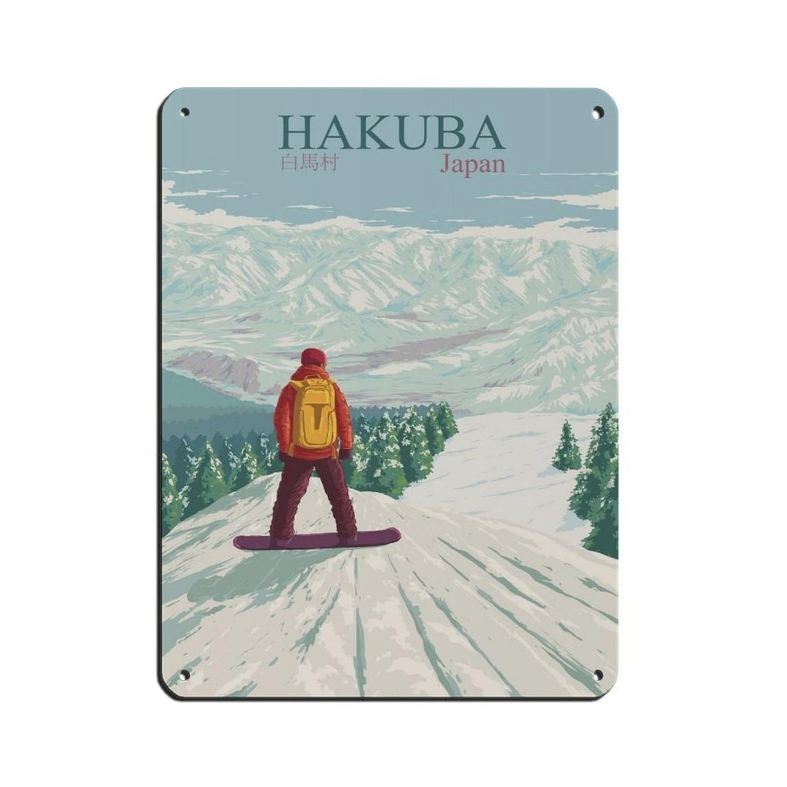 Japan Snowboard plaque vintage Hakuba pour créer une ambiance sport d'hiver dans votre salon
