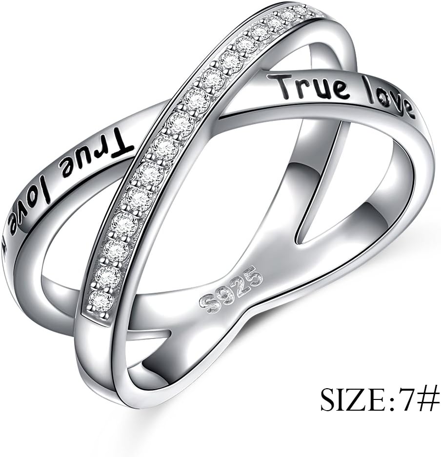 Purity Ring S925 Sterling Silver True Love Waits Infinity Criss Cross Rings for Women Lady
