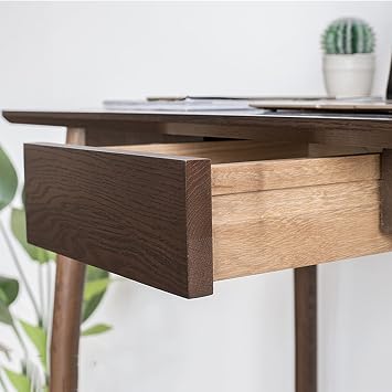 Computer Desk 0.8m 1.0m 1.2m Wood Desk Home PC Laptop Desk Simple Studying Writing Desk with Drawers and Silent Non-slip Foot Pad Home Office Desk (Color : Natural, Size : 0.8 meters)