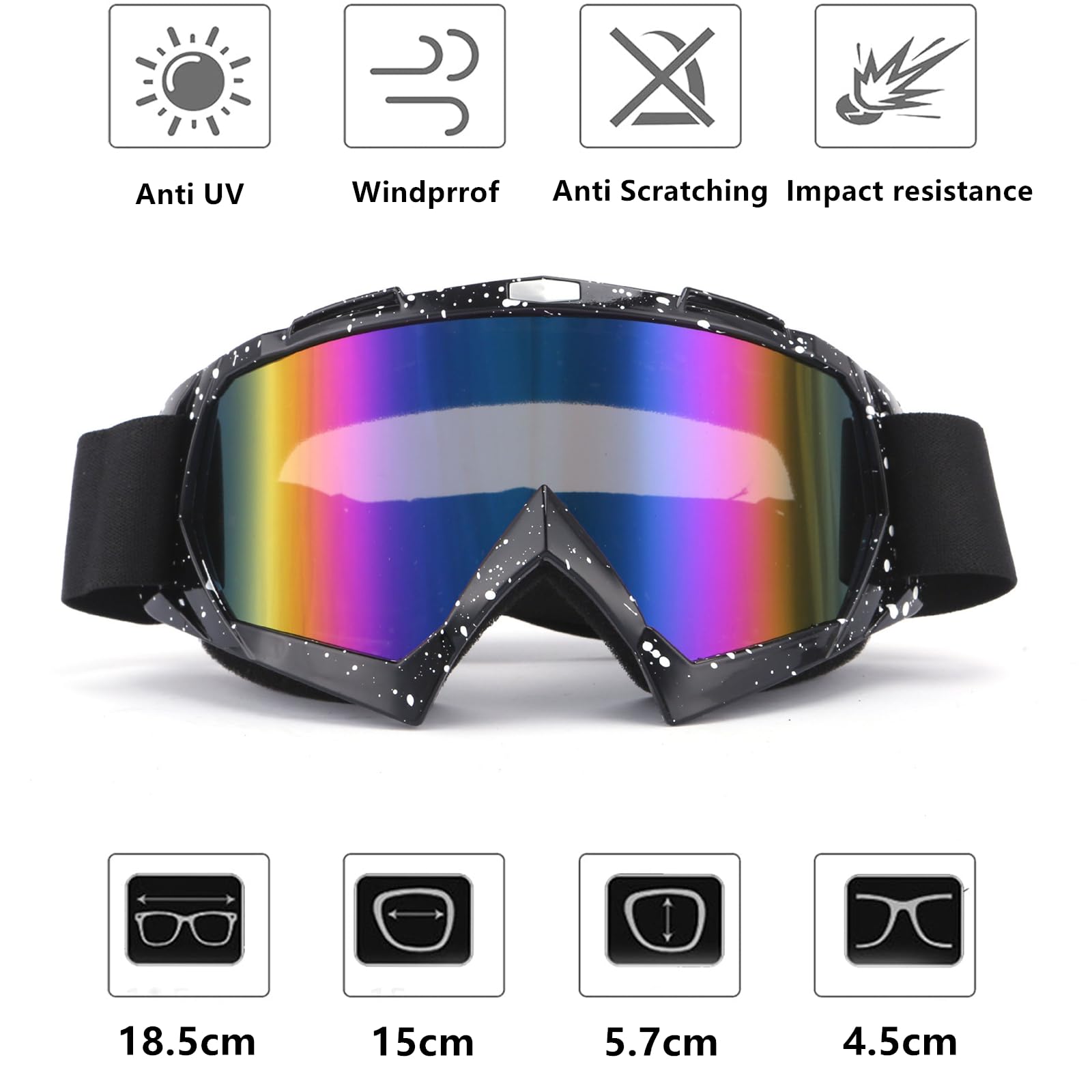 gotyou Gafas de Motocross, Gafas Snowboard Espejo, Gafas de moto, Gafas de snowboard, a prueba de polvo, flexibles, UV400, ATV Dirt Bike Racing Gafas de seguridad para Esquí, Ciclismo