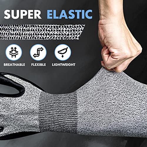 Evridwear Cut Resistant Gloves With Arm Protection Sleeves, Work Sleeves With Nitrile Coated Safety Work Gloves, Seamless Knit Glove With Grip For Men, Mechanix Gloves Industrial Gloves (Black, Large) #TOP3