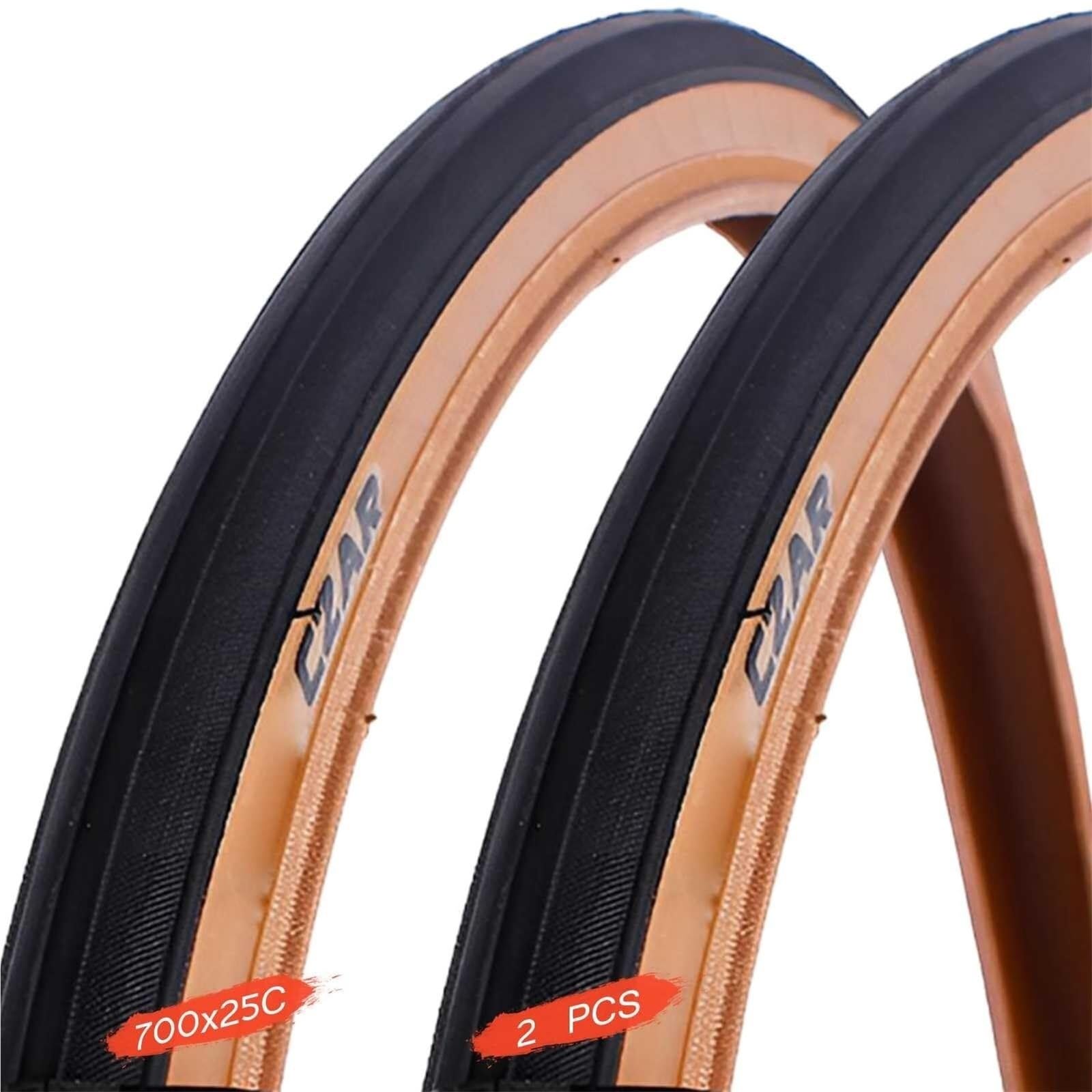 2PCS 700x25c 25-622 Opon Rowerowych Gotowych do Bezrurkowego Użytku, Odpornych na Przebicia, Maksymalne Ciśnienie 120 PSI, Lekkie, z Odblaskową Ścianką Boczną, Niska Oporność Toczenia
