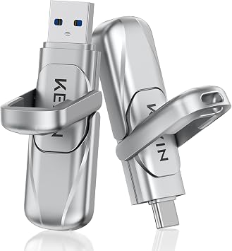 KEXIN 128GB Type C Solid State Drive up to 450MB/s USB 3.2 Gen 1 Dual USB A & USB C Flash Drive Metal for iPhone 15/16/17 Android Smartphone Tablet Game Console Windows Mac