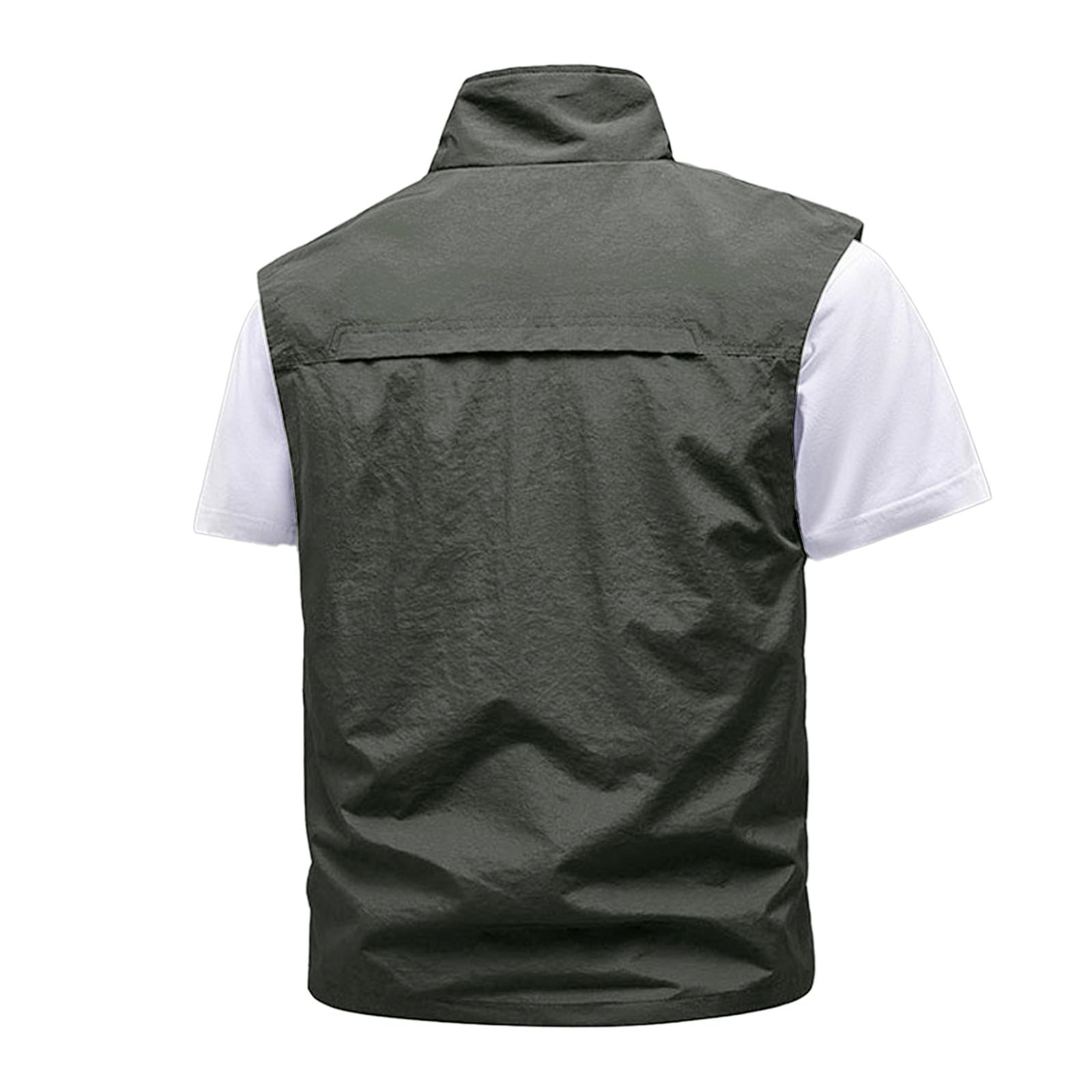 Chaleco ligero Softshell para hombre con cuello alto y cierre de cremallera, chaqueta sin mangas para exteriores, para primavera, chaleco transpirable para caminar, golf, viajes urbanos