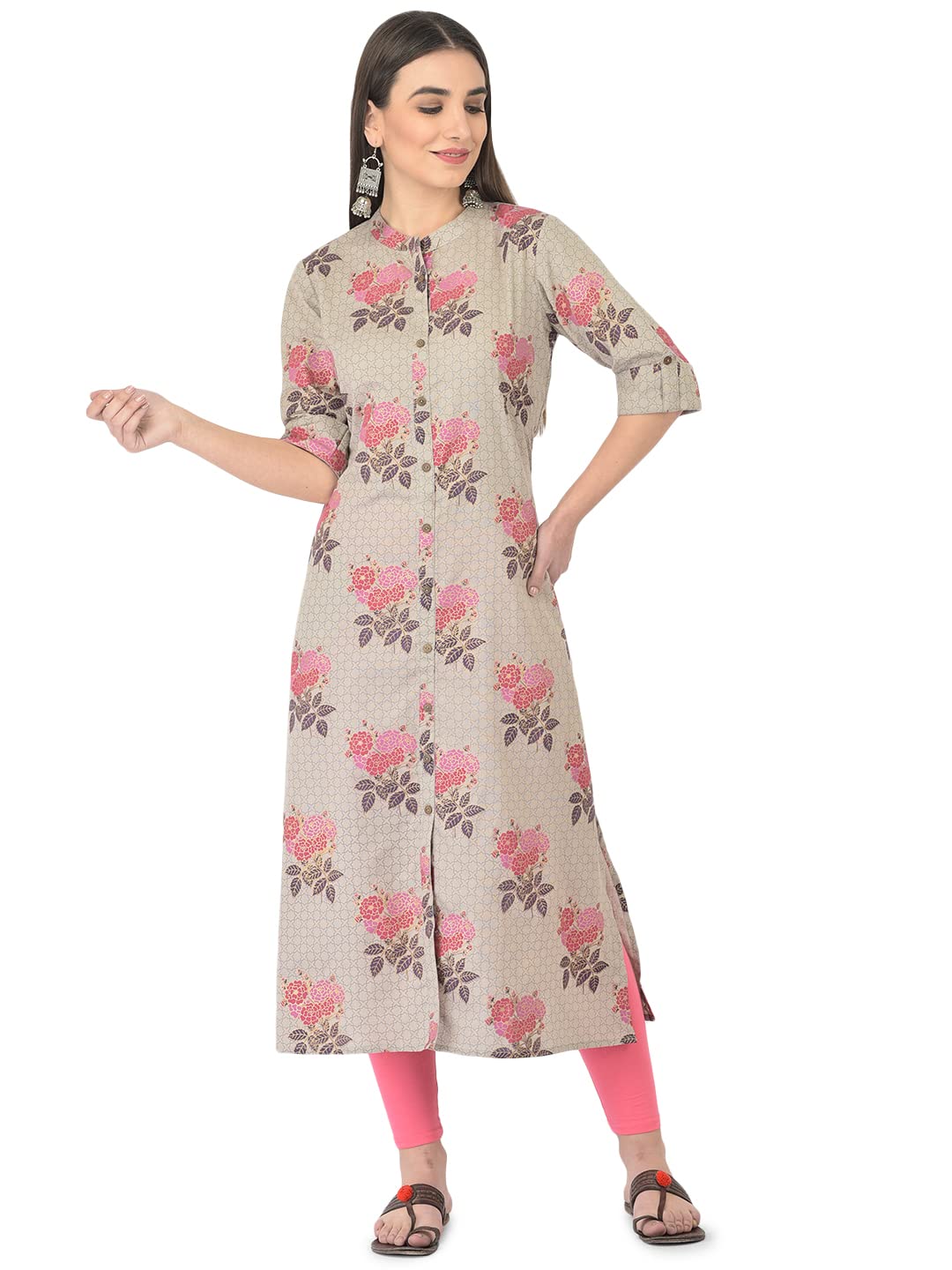 Flying Machine Women's Cotton Relaxed Fit Straight Printed Kurta in multi