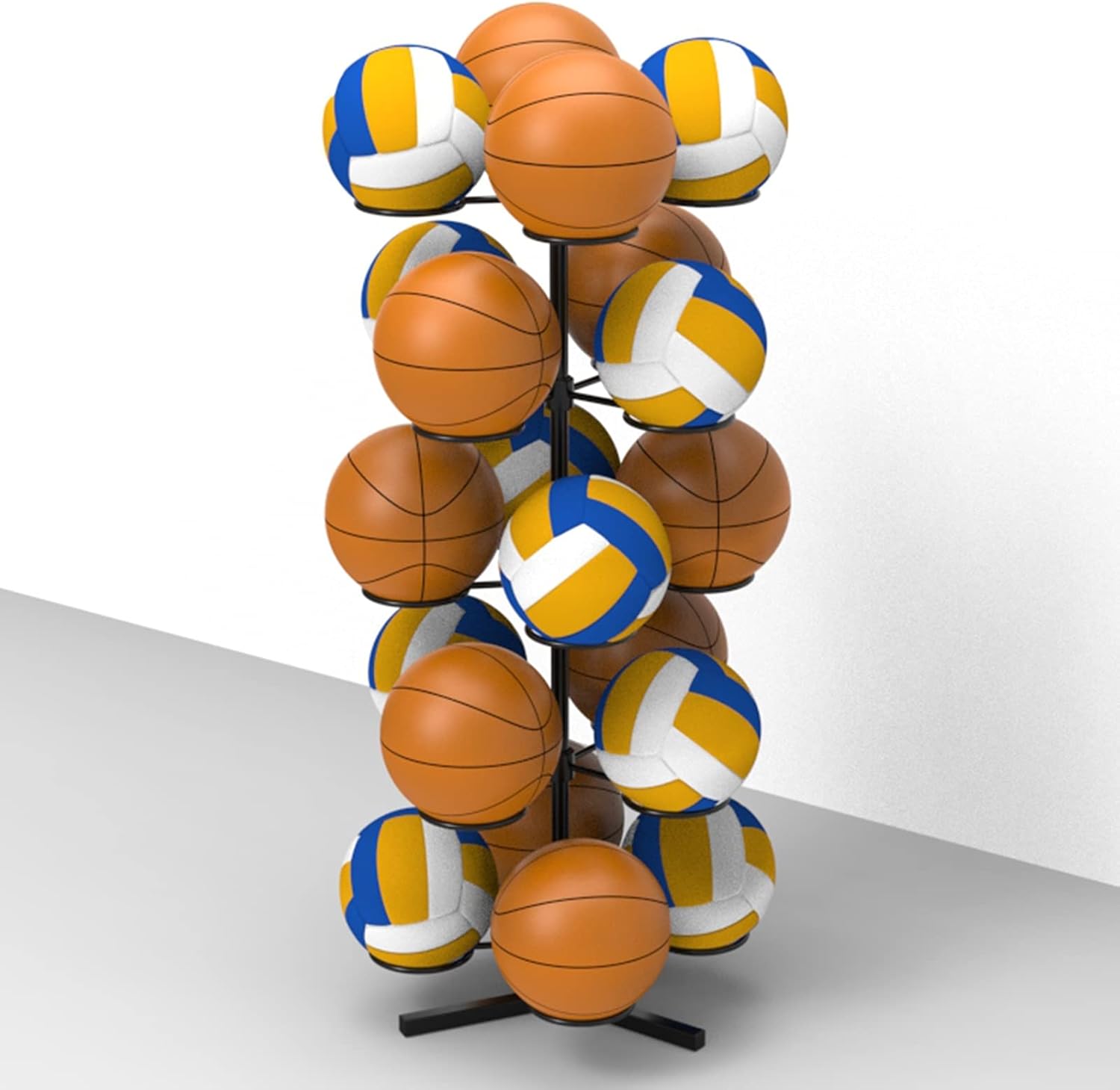 Extra Large Capacity Freestanding Ball Storage Rack Organizer, Vertical Heavy Duty Steel Football Basketball Display Stand Holder, Shop/School/Gym,Hold 12 Balls