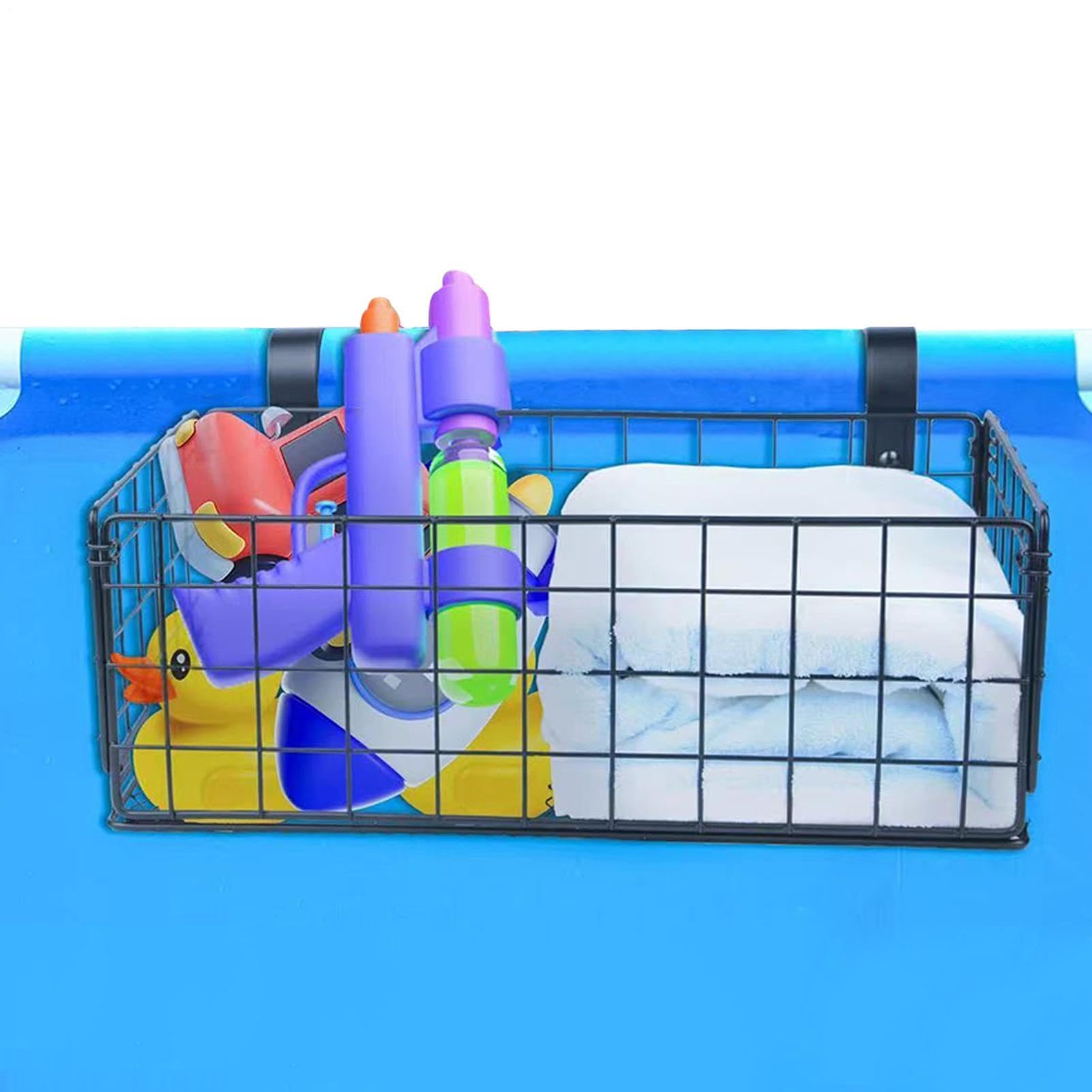 Cesta Almacenamiento Lateral Piscina Contenedor De Alambre Metálico