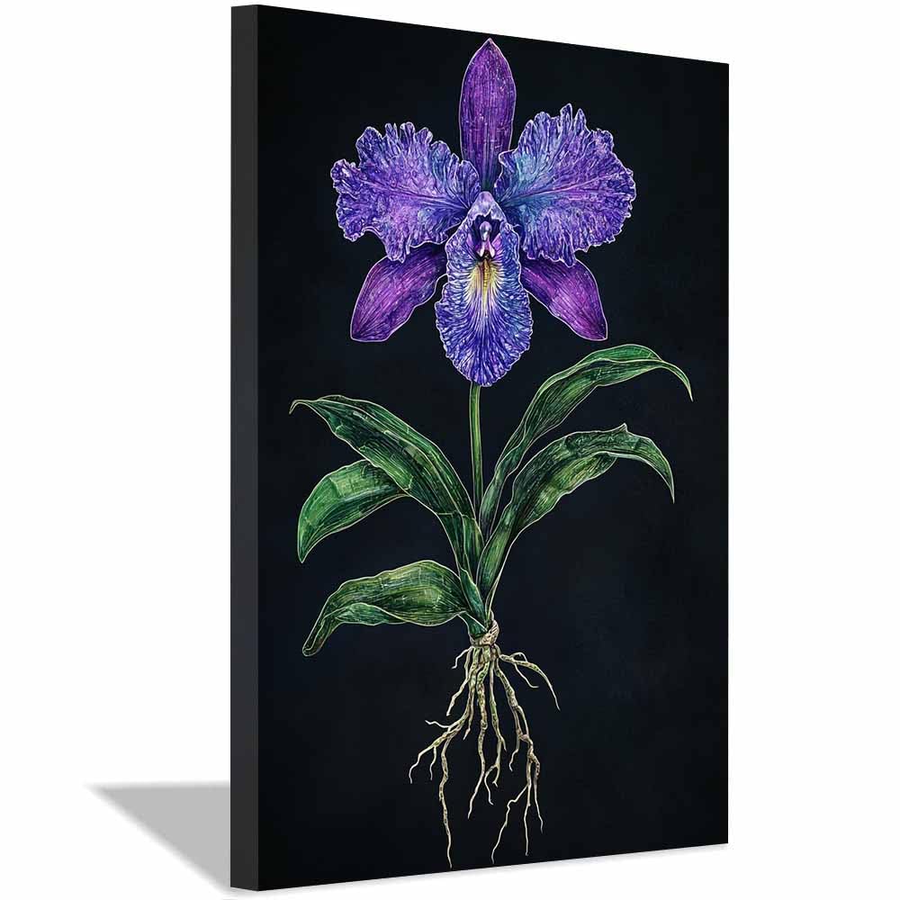 HUYEEI Obrazy botaniczne kwiaty pokrywają całe rośliny, obrazy ścienne do salonu, sypialni, kawiarni, hotelu itd. (fioletowy;)-60 x 80 cm w ramie