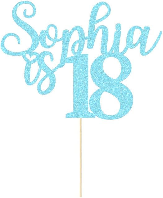 EDSG Personalised Birthday Cake Topper | Happy Birthday Decorations | Double Sided Glitter Card Any Name Age 16th 18th 21st 30th 40th Customized - Multicolour Glitter Cake Decoration