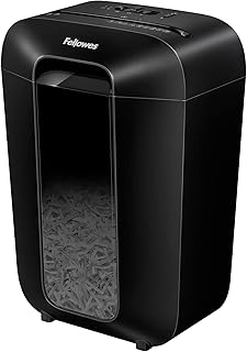 Fellowes Paper Shredder for Home Office Use - 11 Sheet Cross Cut Shredder for Home and Office Use - Deskside Shredder with 18 Litre Bin and Safety Lock - Powershred LX70 - High Security P4 - Black