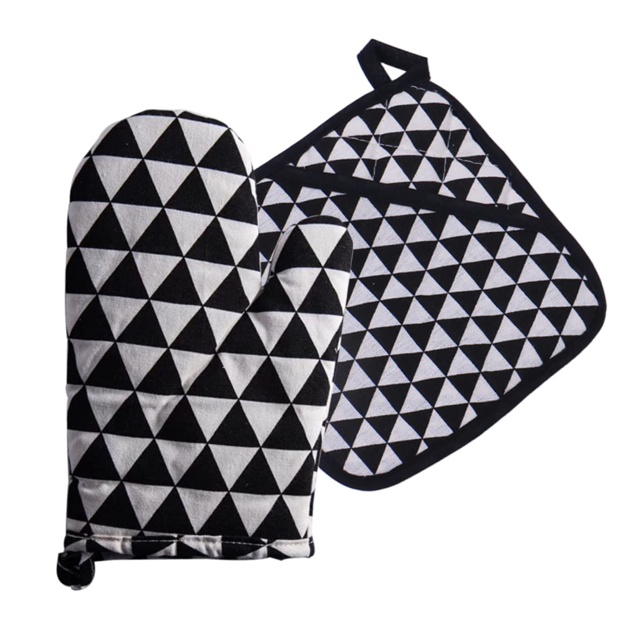 Unomor 4Pcs Heat Resistant Cotton and Linen Gloves and Pads Microwave Oven Insulation Mitts for Baking Kitchen Supplies with Fits