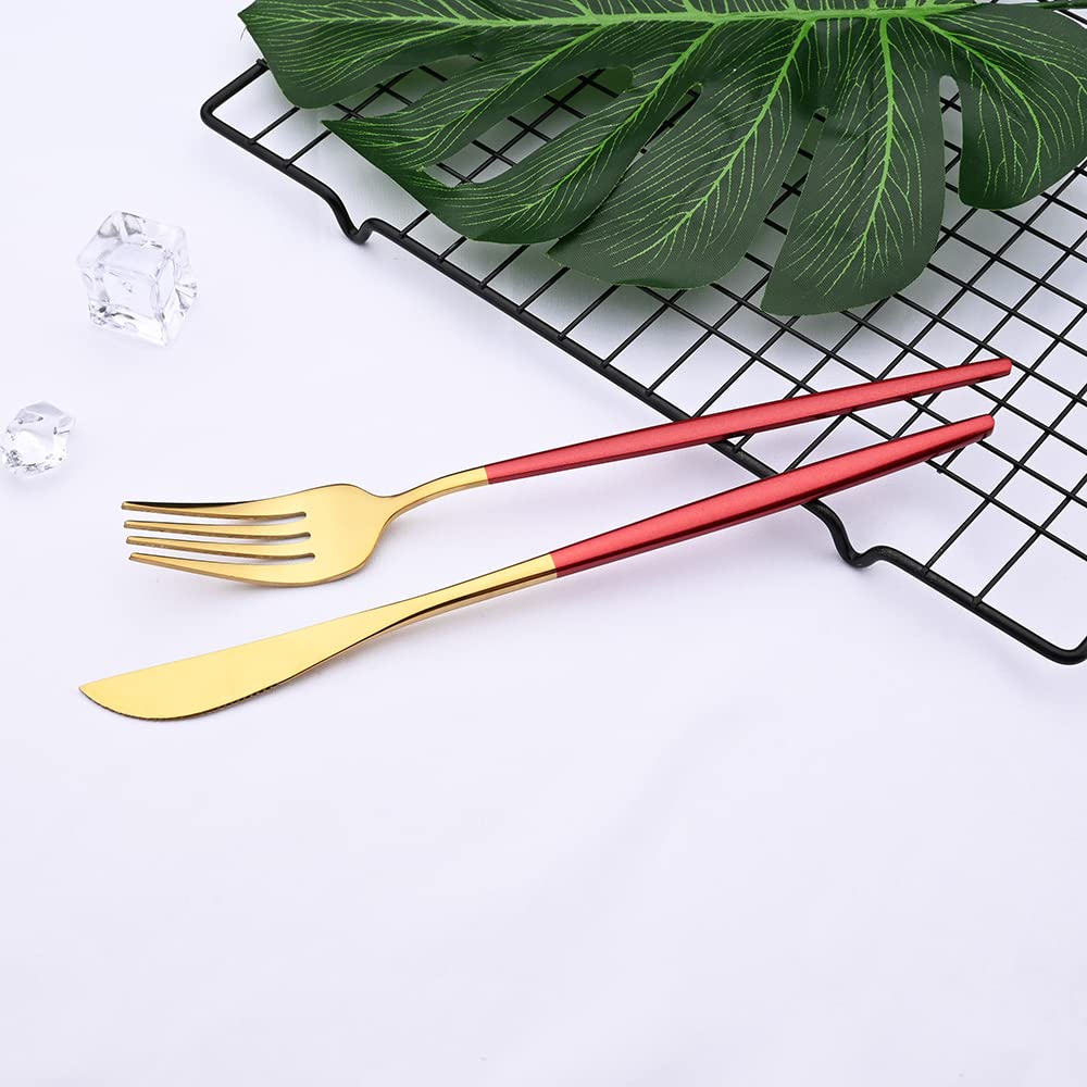 Ensemble de couverts en argenterie, 30 pièces, ensemble vaisselle, miroir, fourchette à gâteau aux fruits brillants, acier inoxydable for la cuisine, doré