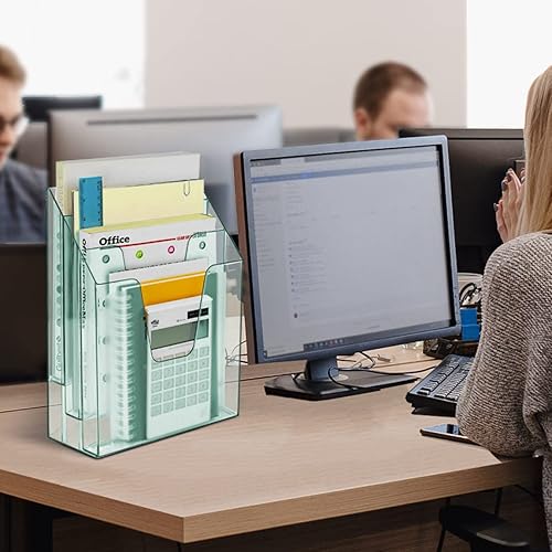 Miniatura 2 de Acrimet Organizador vertical triple para carpetas de archivos (color verde transparente)