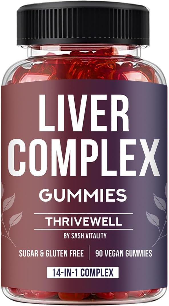 Liver Detox Complex Gummies | 14-in-1 Vegan Formula with Turmeric, Artichoke & More | Sugar-Free, Gluten-Free | Liver Support | 90 Vegan Gummies | Gel/Candy Supplement