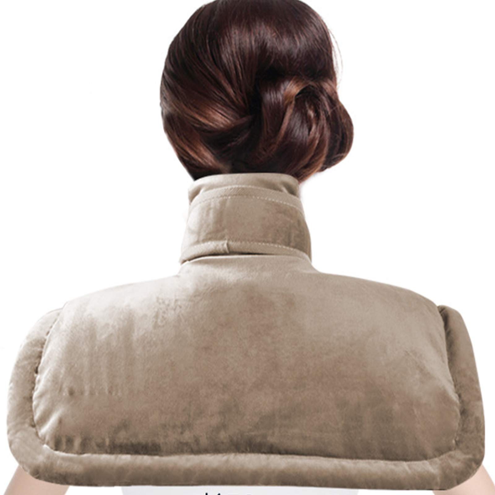 Almohadilla Térmica para Cuello y Los Hombros Envoltura Térmica Eléctrica para el Cuello y Hombro Temperatura Controlada 10-95 ℃ para La Rigidez del Alivio Dolor Cuello y Espalda,Marrón