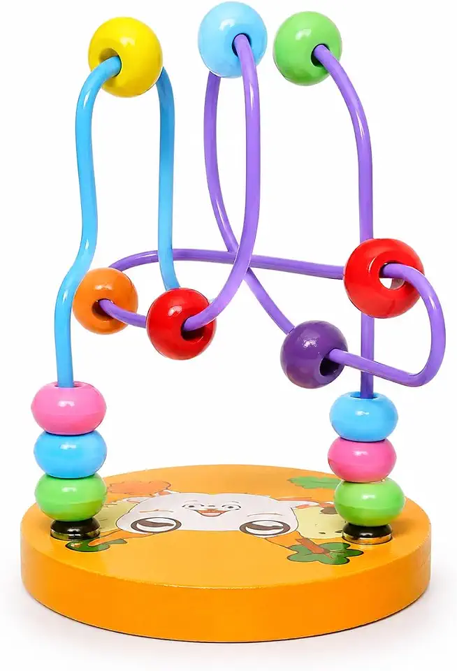 Wooden Bead Wire Maze Roller Coaster Educational Puzzle Toy