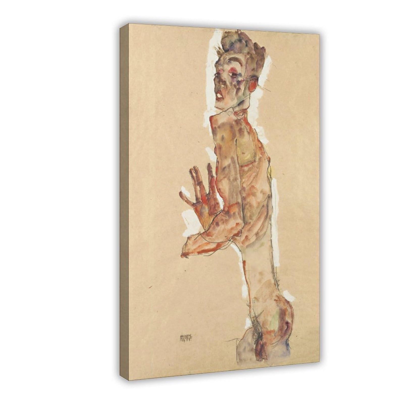 Impression sur toile Egon Schiele Autoportrait cadre mural 30x45 cm - 8