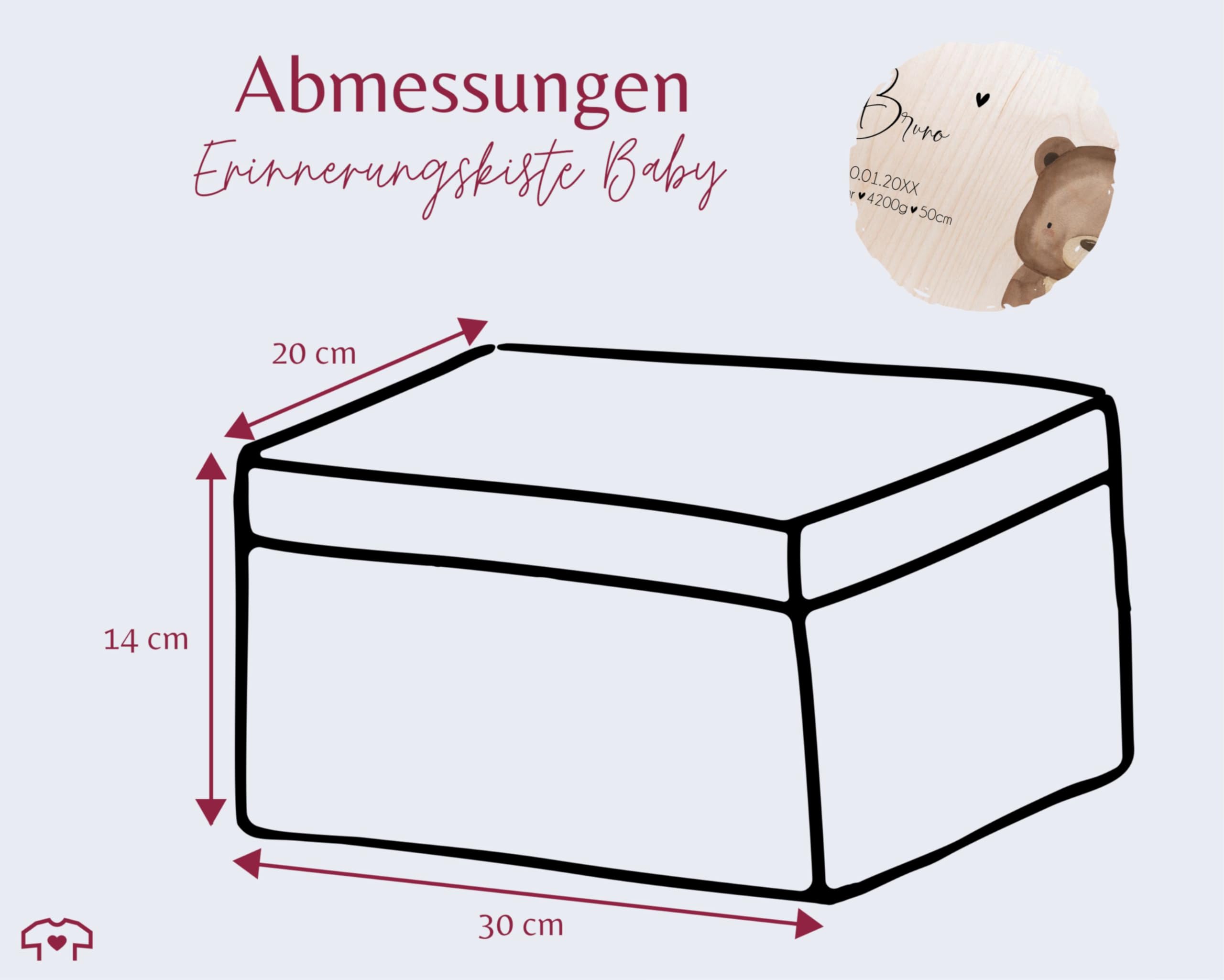 Holz Erinnerungsbox Geschenkbox - Geschenk Geburt Süßer Bär personalisiert I Baby Junge Geschenk Geburt I Holzkiste Geschenk Geburt I Geschenk Baby zur Geburt - 30 x 20 x 14 - Holz - babybox name