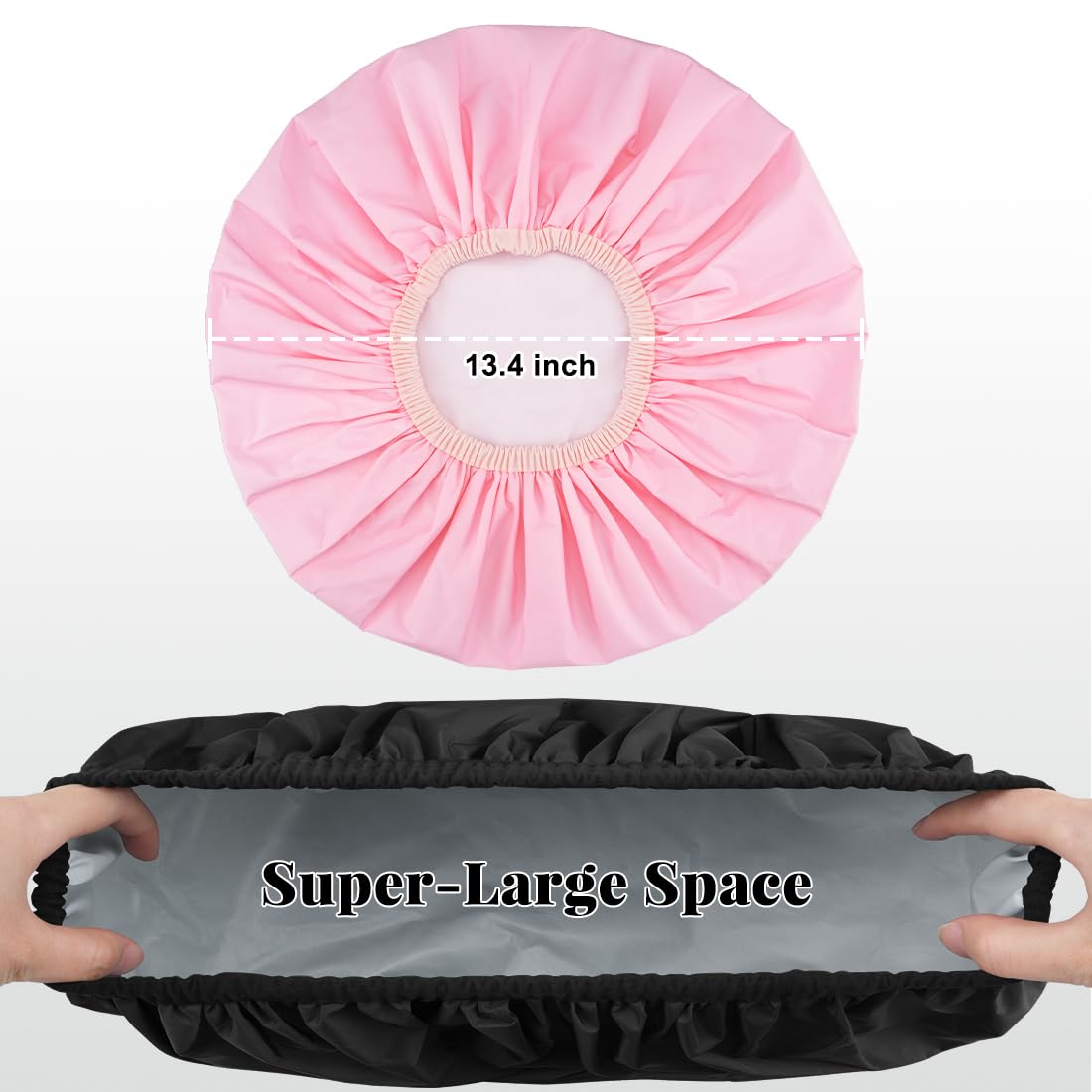 3 Pack Waterproof Shower Cap for Women, Reusable Bath Cap for Long Hair, Comfortable Hair Cap for Shower and Home Use image 4