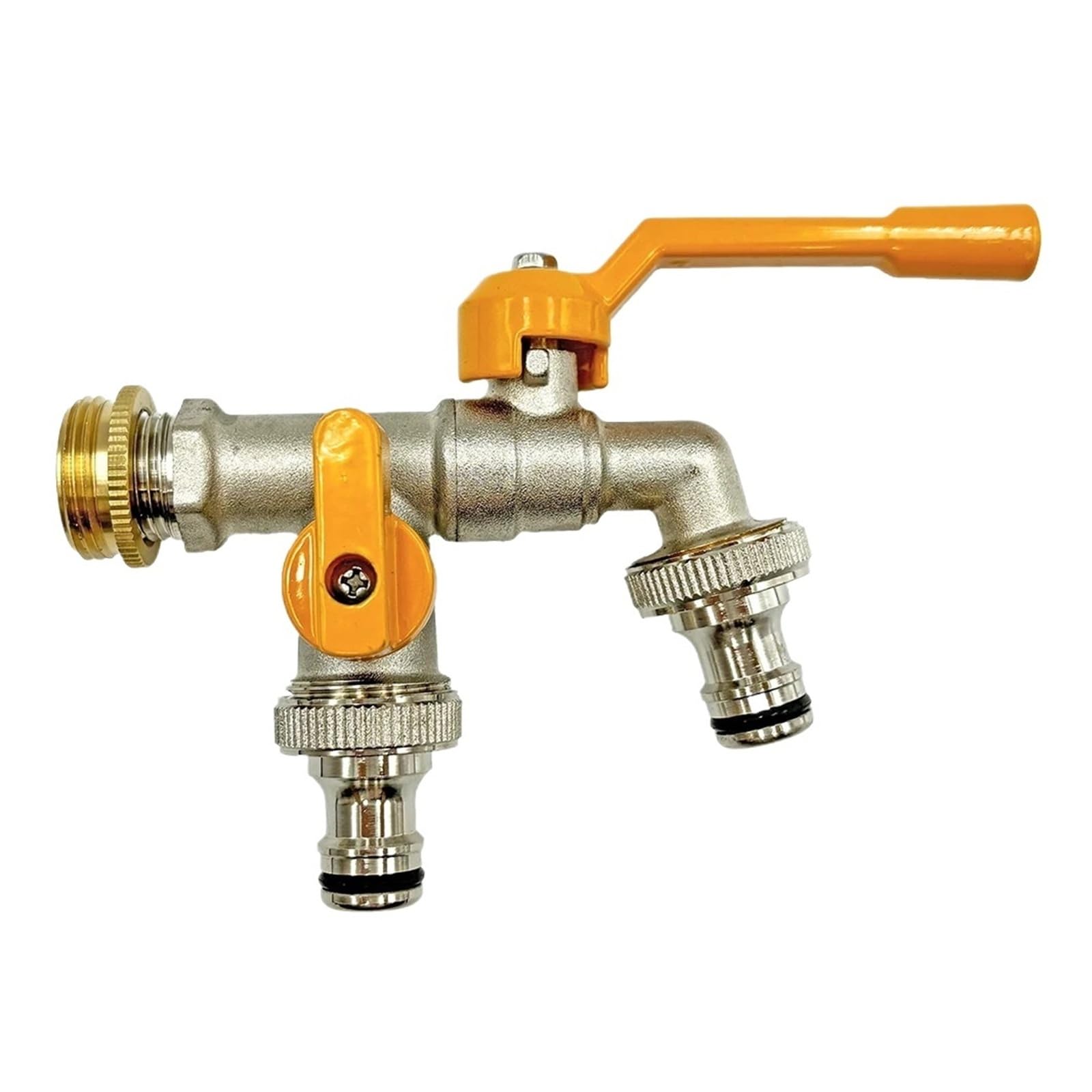 Gartenschlauch-Wasserhahn-Adapter aus Messing, 1/2 Zoll, Wassertank-Anschluss, 2-Wege-1-Wege-Bewässerungsverbindung, Ersatz-Armatur, Kugelhahn(I-1pcs)