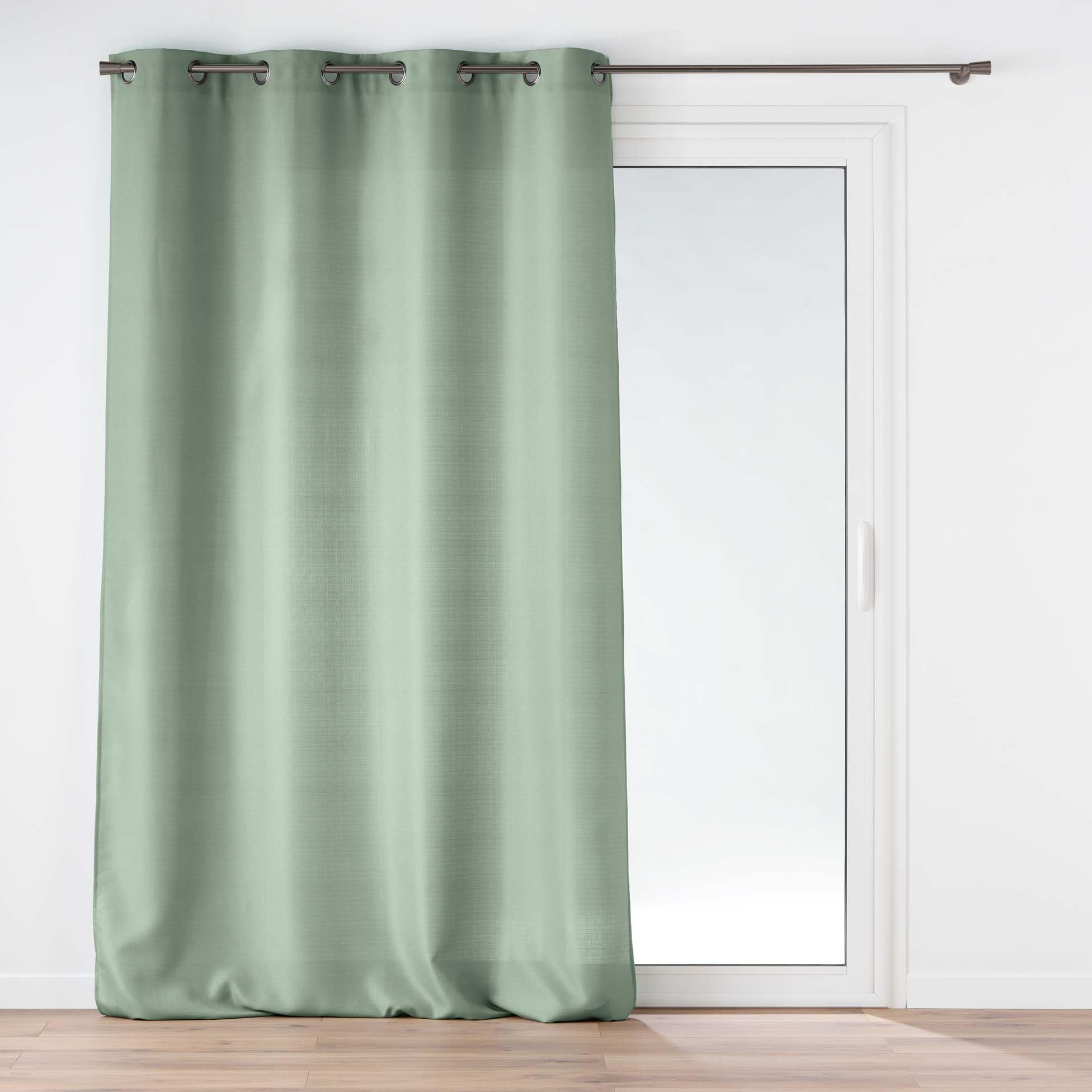 Douceur d'Intérieur, Soline Sage Eyelet Curtain 140 x 260 cm Polyester Plain