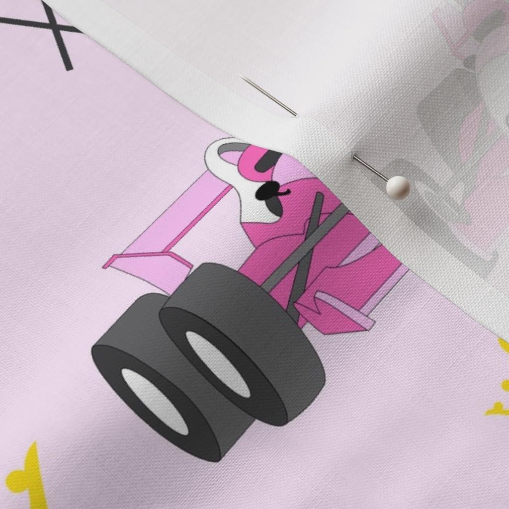 Spoonflower Fabric - Princess Race Cars Pink Girls Racing Printed on Petal Signature Cotton Fabric by The Yard - Sewing Quilting Apparel Crafts Decor