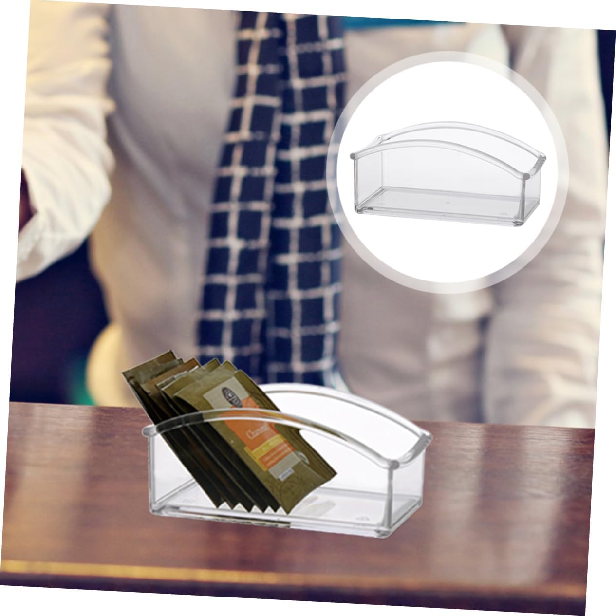 Acrylic Tea Bag Organizer Box Storage for Desktop