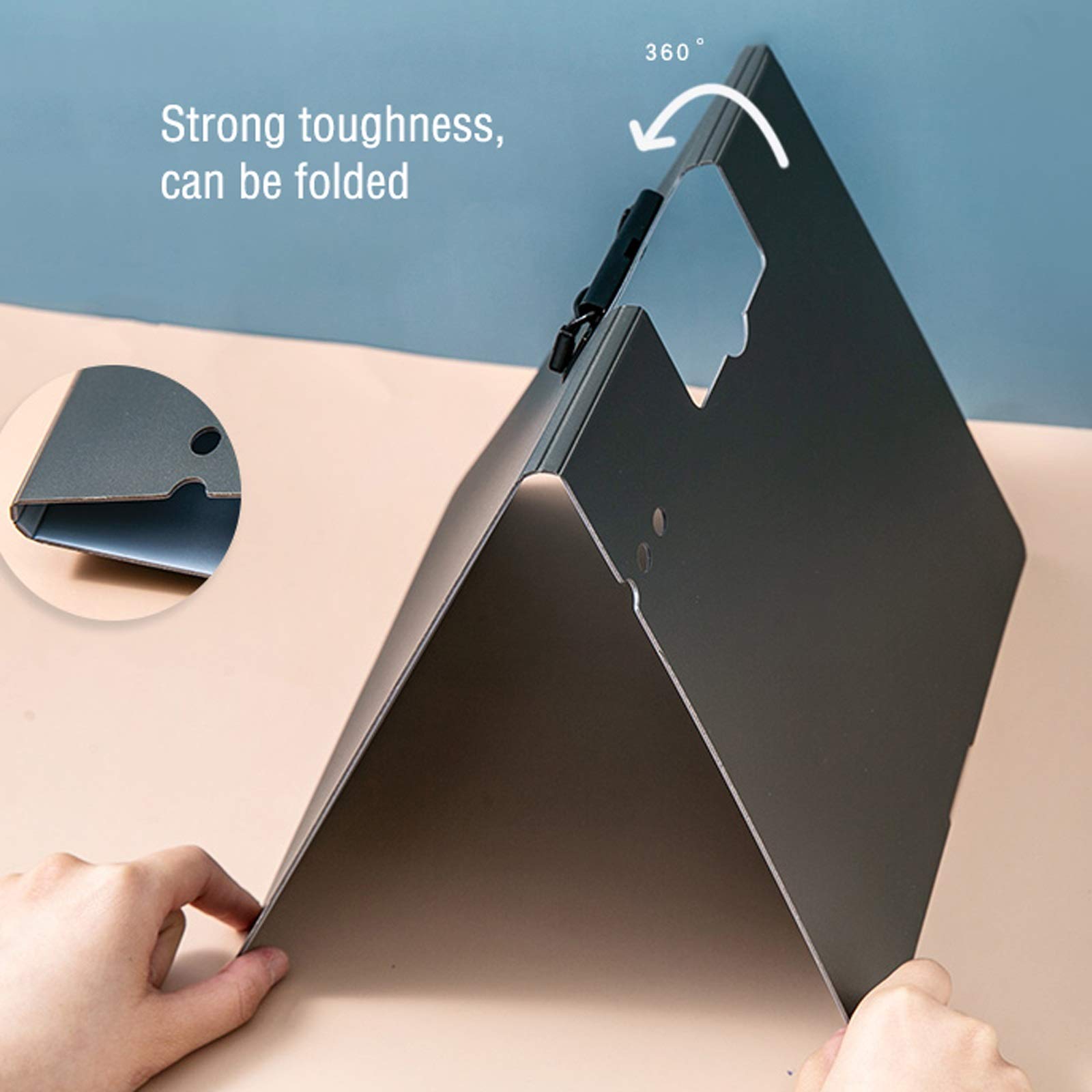Portapapeles, Carpeta Plegable de PP, portapapeles, Puede Voltear 360 Grados, Tablero de Escritura, Carpeta, Tablero de Clip Escolar