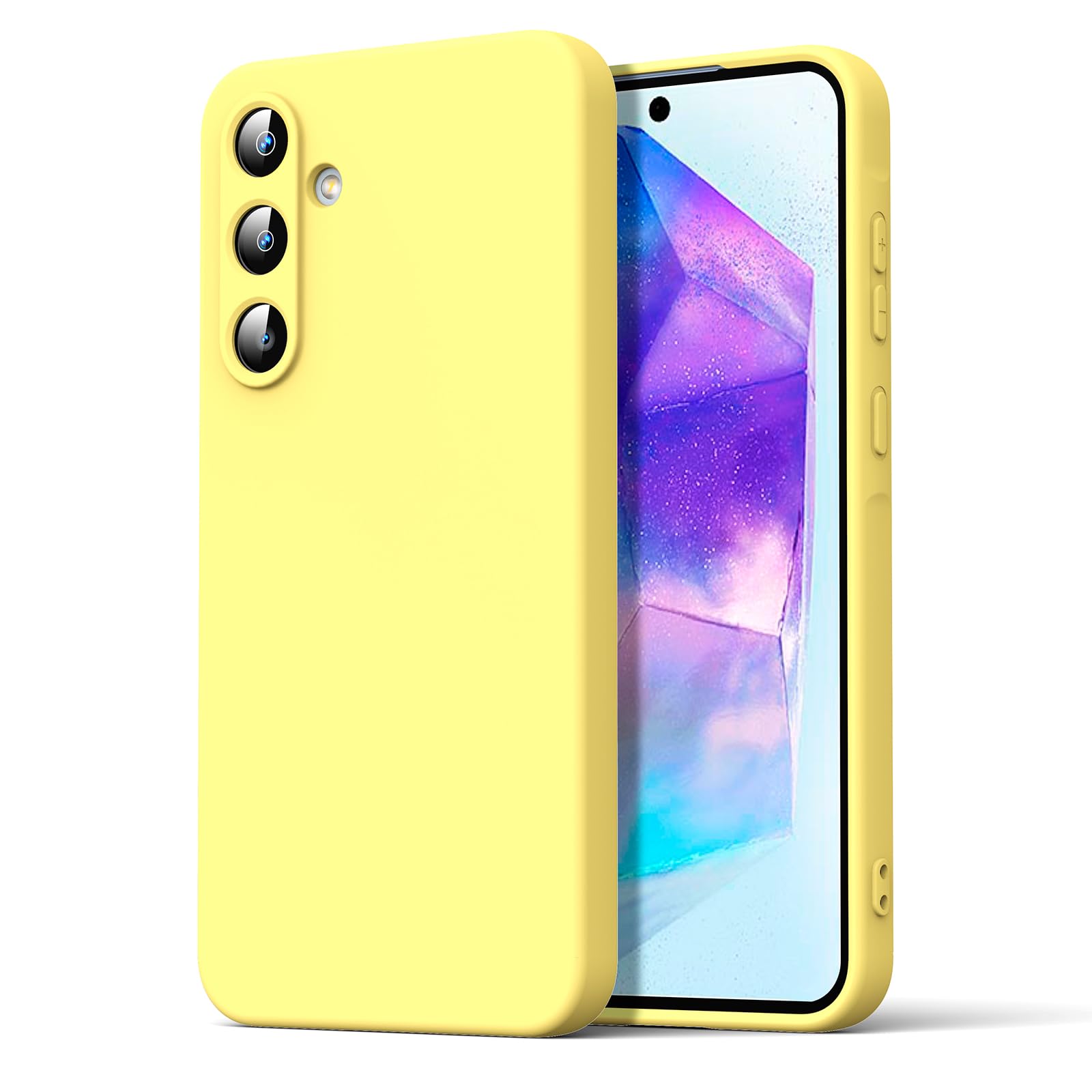 Byvuwiay Cover per Samsung Galaxy A55 5G, Morbida Silicone Liquida TPU Protettivo Ultra Slim Custodia Antiurto, Custodia Compatibile con Samsung Galaxy A55 5G - Giallo
