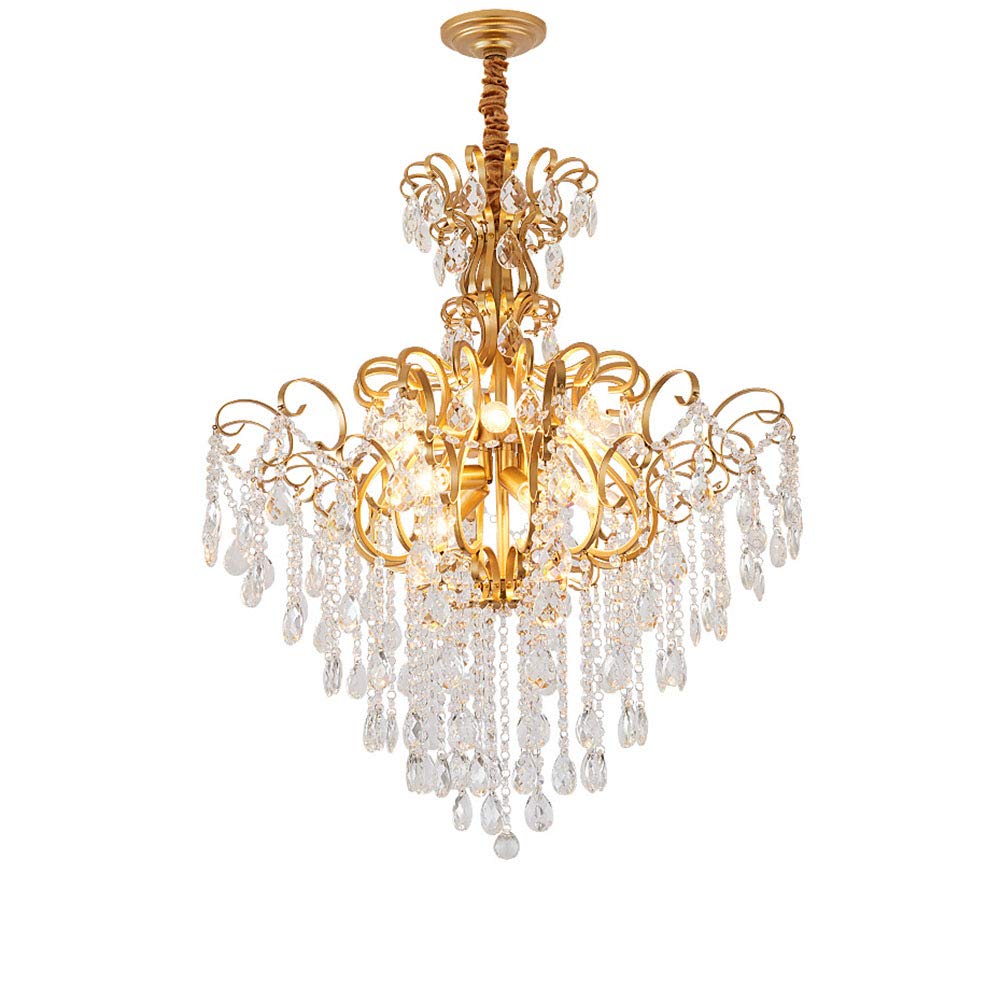 KLXSIVU Modern Chandelier K9 Crystal Gold Adjustable Ceiling Light Fixture Pendant Lamp for Dining Room Bathroom Bedroom Livingroom-Golden 8 Lights Commemoration Day,Golden-12