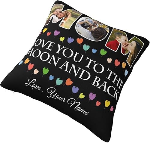 Miniatura 2 de Regalos para mamá de hija, I Love You to The Moon and Back, funda de almohada con foto personalizada, cumpleaños, Navidad, Día de Acción de Gracias,