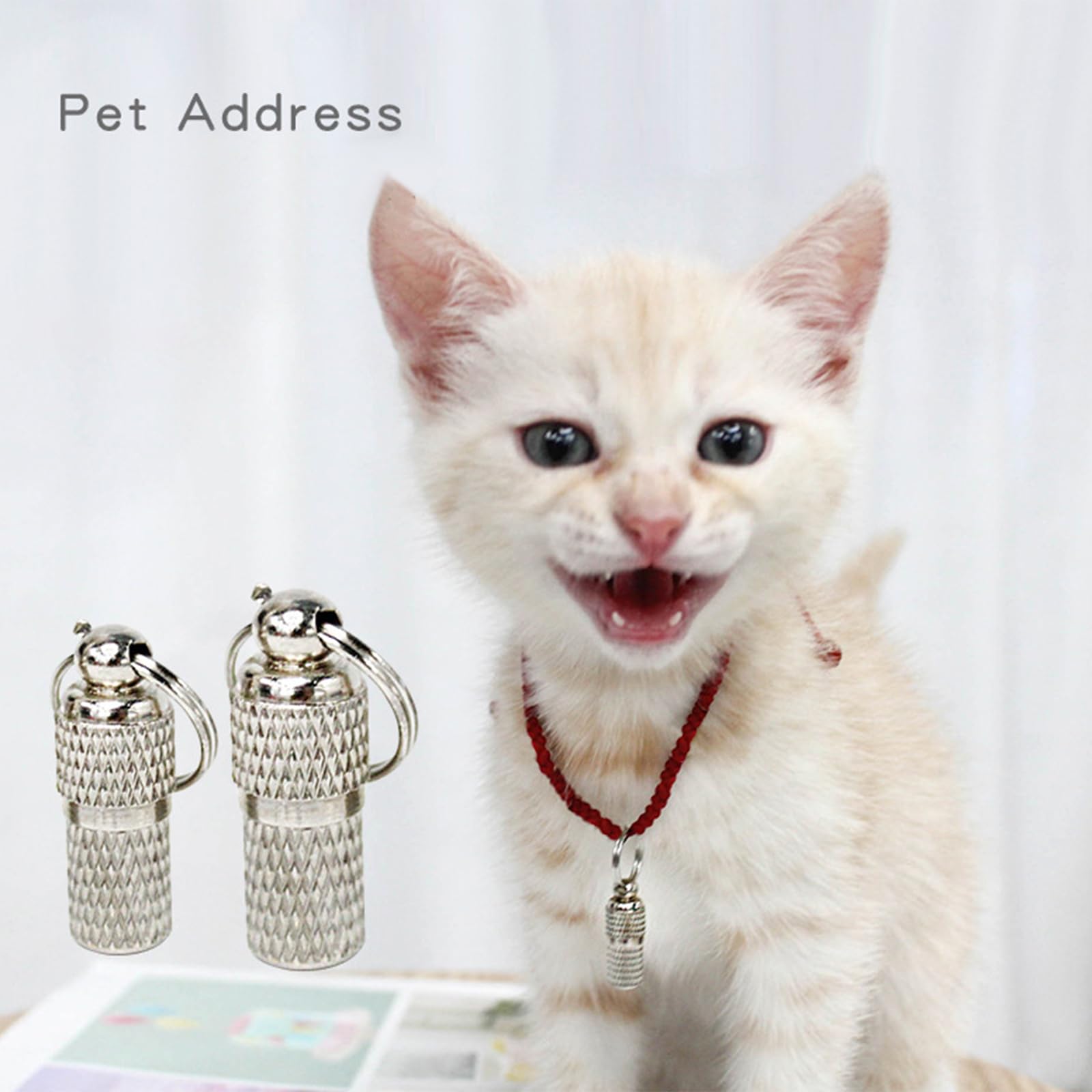 Pet ID Tags - 6 Pack Personalised Stainless Steel Tag Barrel Tube with Address Name Label, Silver, 2.5x1.0cm - Image 4