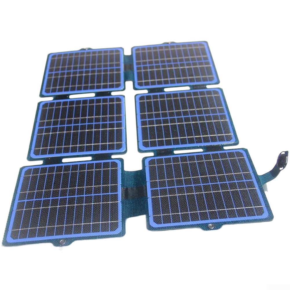 Cargador de panel solar plegable de 30 W con QC3.0 y PD3.0, ETFE monocristalino IPX6 impermeable energía portátil para camping, senderismo y aventuras al aire libre (30 W - azul - tipo C)