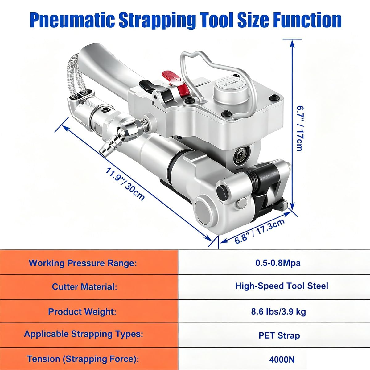 Fasciatore Professionale Pneumatico Portatile Leggero,Adatto per Consolidare Prodotti Agricoli,Componenti Auto E Materiali Riciclabili All’interno Di Magazzini E Stabilimenti Produttivi A25