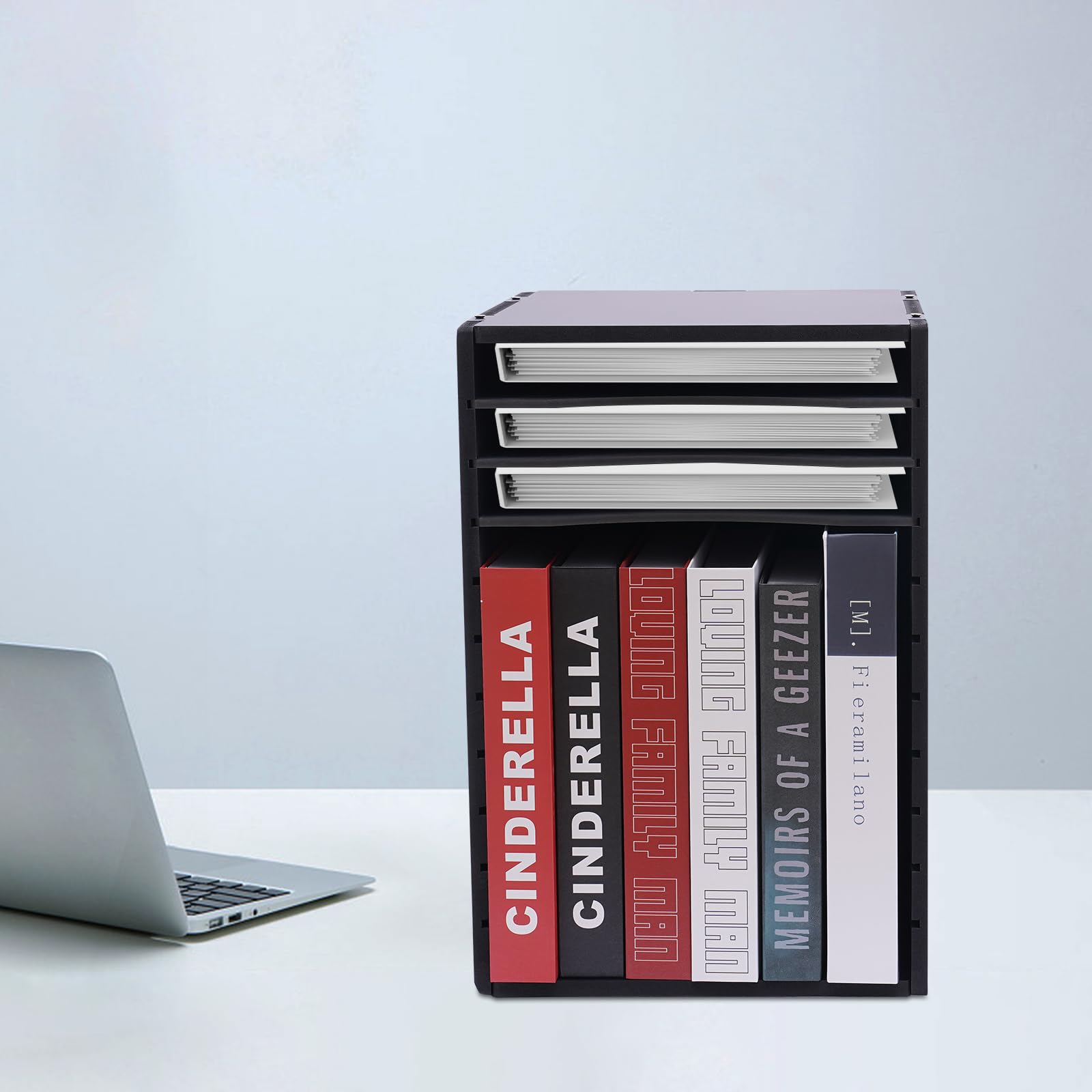 Contenitore verticale a 11 scomparti, formato DIN A4, per ufficio, casa, scuola, scrivania nera
