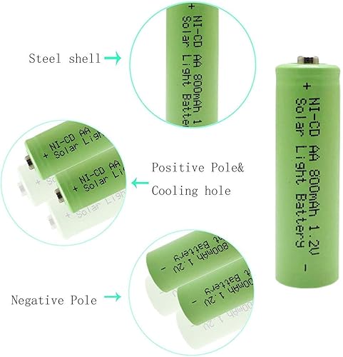Miniatura 3 de XUNTU Ni-CD AA 1.2V 800mAh batería recargable Combo con AA Ni-CD 1.2V 600mAh baterías para luces solares