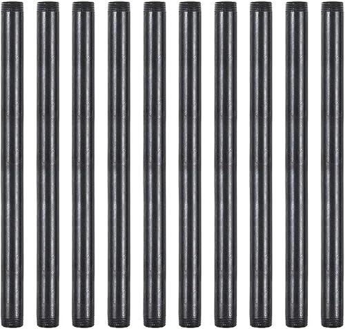 Miniatura 10 de Paquete de 10 pezones de acero maleable negro de 3/4 pulgadas x 12 pulgadas, estilo vintage industrial steampunk.