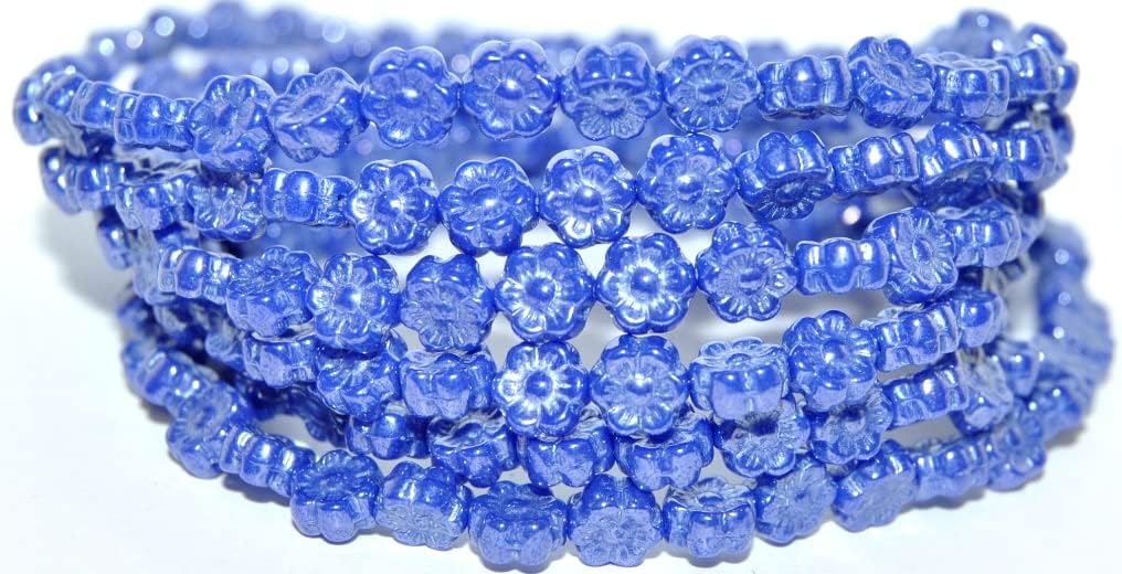 400 pcs Hawaii Flower Pressed Glass Beads, Black 54202 (23980 54202), Glass, Czech Republic, Size 6 mm (0.24 in)