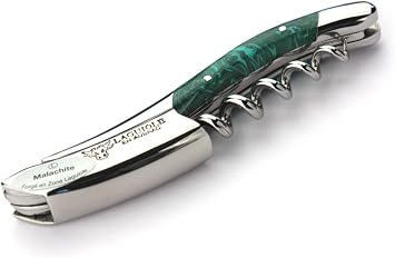 Laguiole en Aubrac corkscrew sommelier waiters knife 3 functions SOM99PMI malachite handle, stainless steel shiny