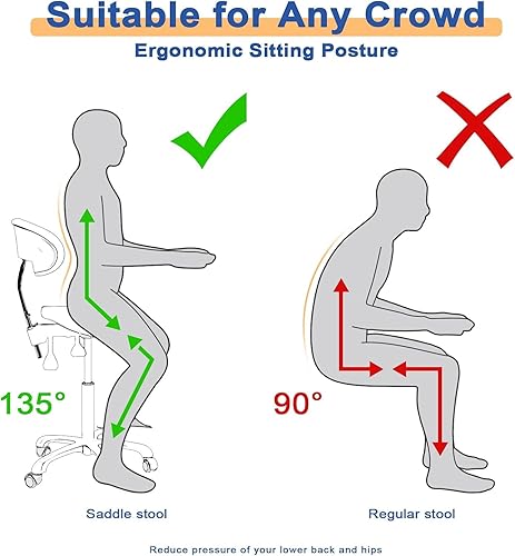 Miniatura 7 de Silla de salón con asiento dividido, silla de salón con soporte para la espalda, taburete ergonómico ajustable, silla giratoria de elevación