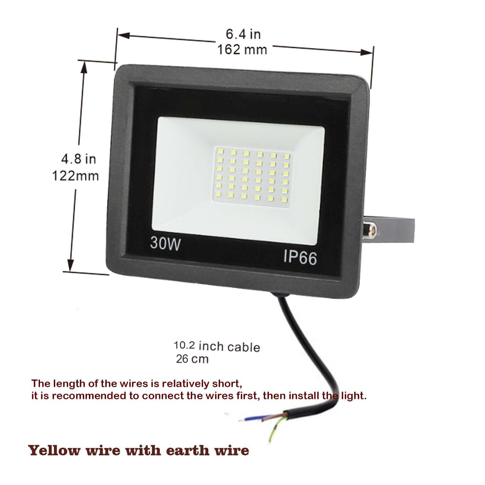arsglaci 30W Outdoor Spotlight Flood Light, 6000K White IP66 Waterproof Super Bright Wall Light - Image 2