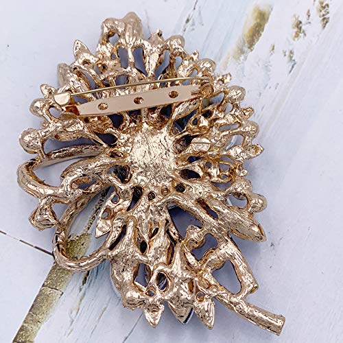 Image of SELOVO Big Large Flower Bow Brooch Scarf Decoration Brooch Pin Gold Tone