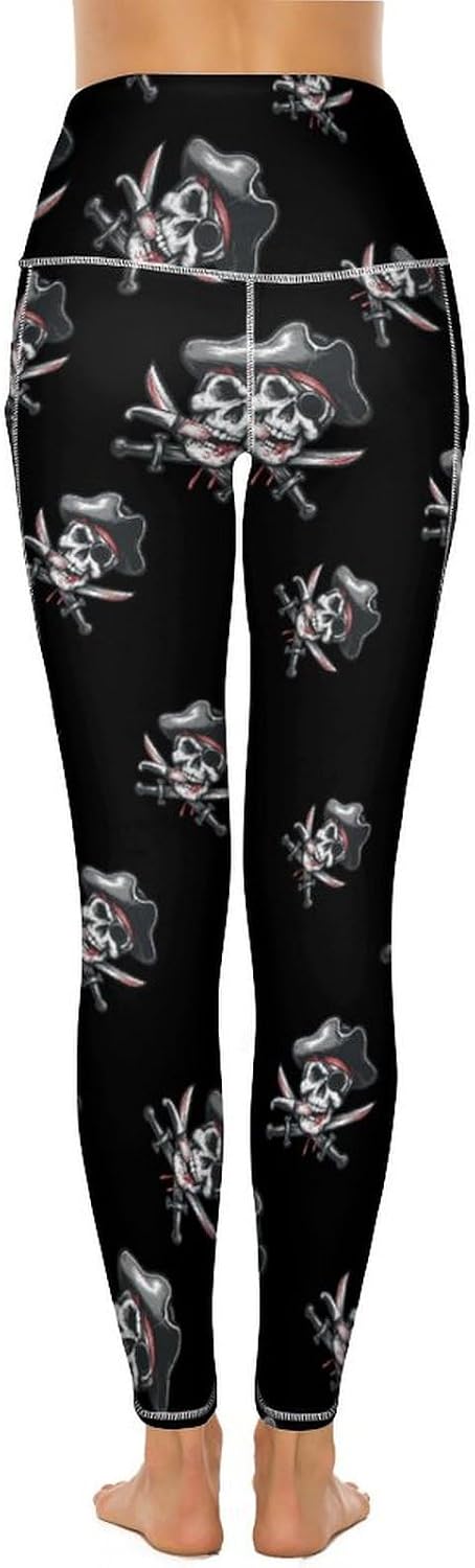 Dead Man's Chest Skull Jolly Roger Women's Leggings High Waisted Yoga Pants Workout Athletic Running Pants