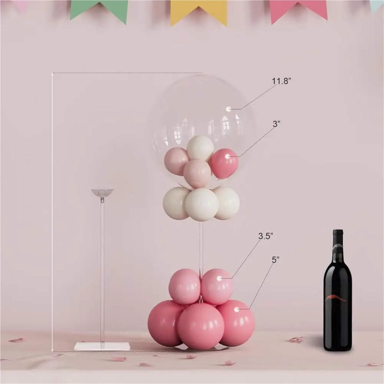 Stojak na balony Zestaw stojaków na balony z przezroczystego akrylu, 4 szt. sztyftów do balonów podstawą
