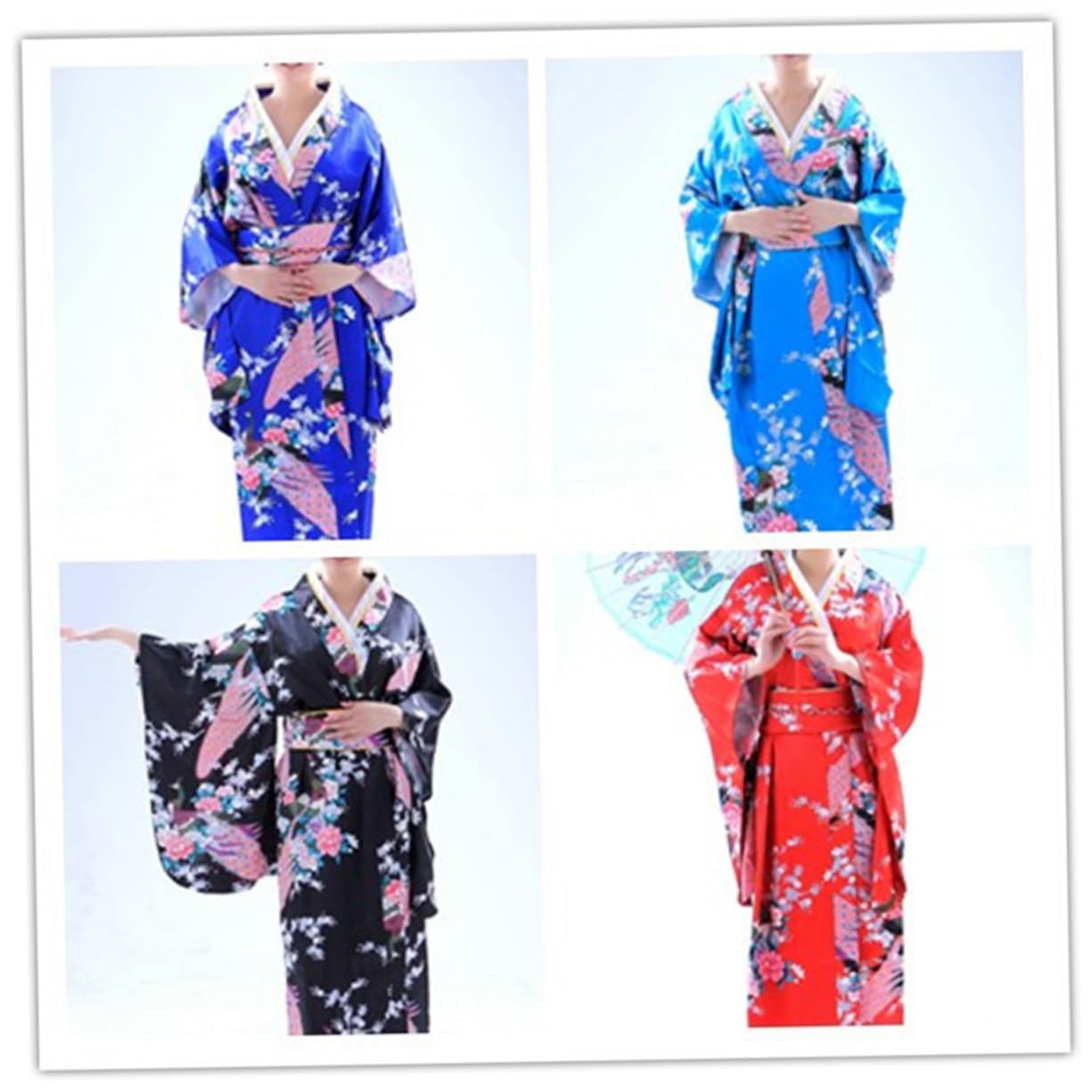 VANZACK Kimono Traditionnel Rouge pour Femme Robe de Bain Soie Synthétique Peignoir pour Nuit Fête et Unique Xl