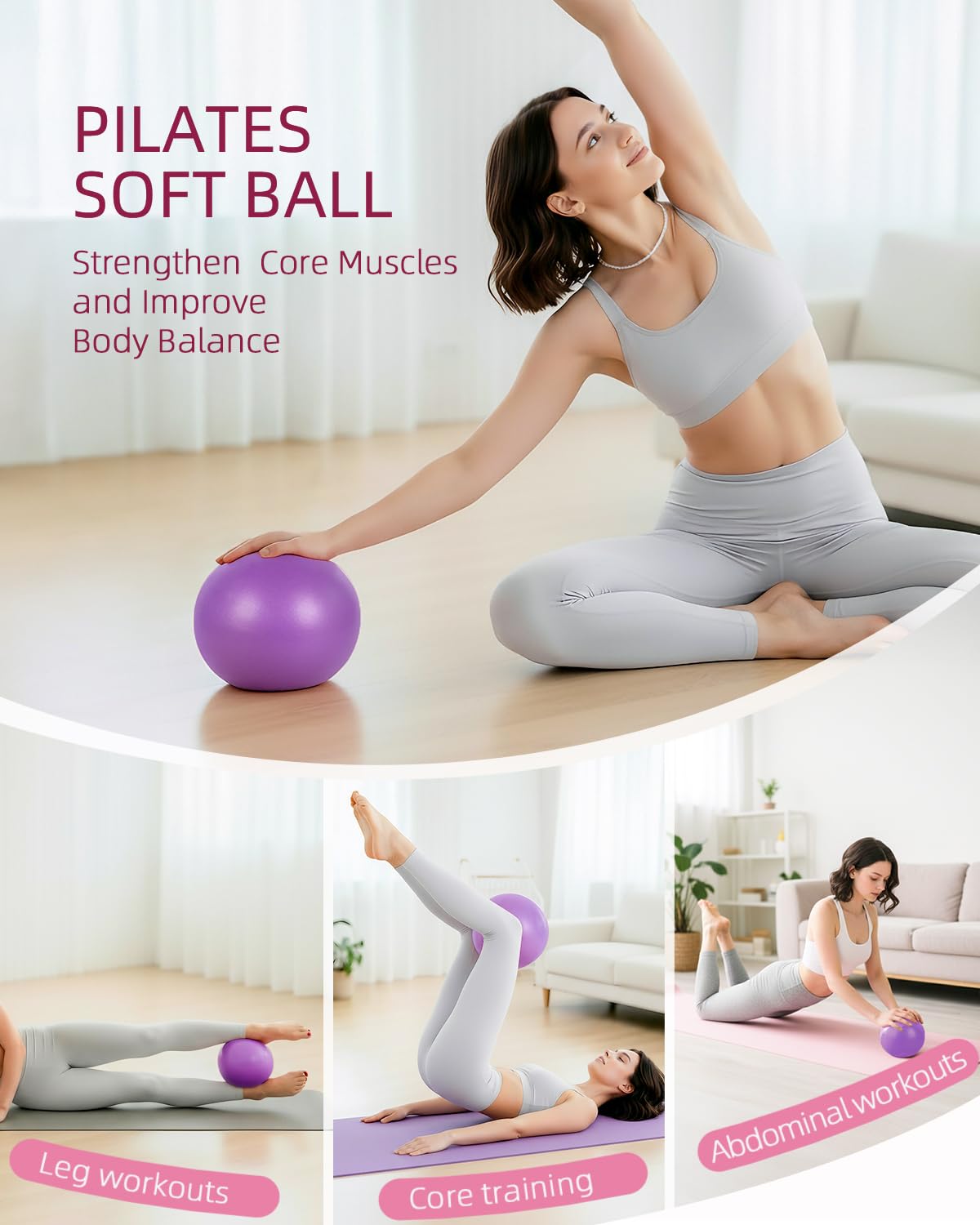 Abahub Kit Pilates Completo para Casa, Set Multi-Pieza con Aro de Pilates 35cm, Bandas de Resistencia y Accesorios – Equipo de Entrenamiento Femenino, Glúteos, Tonificación y Estabilidad