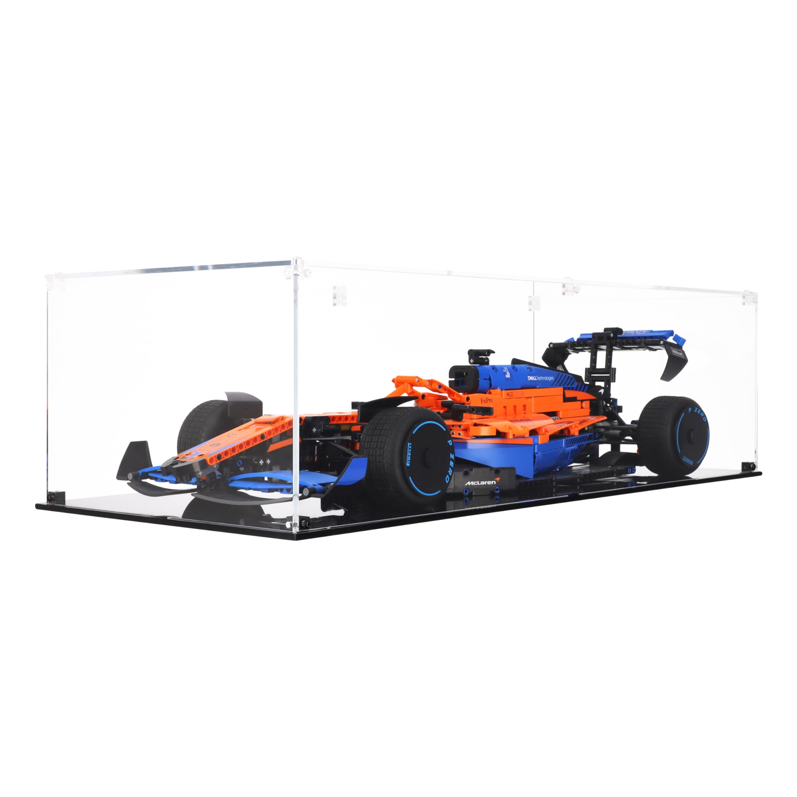 Plexico Clear, Black Acrylic Display Case For Lego Technic 42141 Mclaren F1 / Pdx-04 (Clear Back Panel)