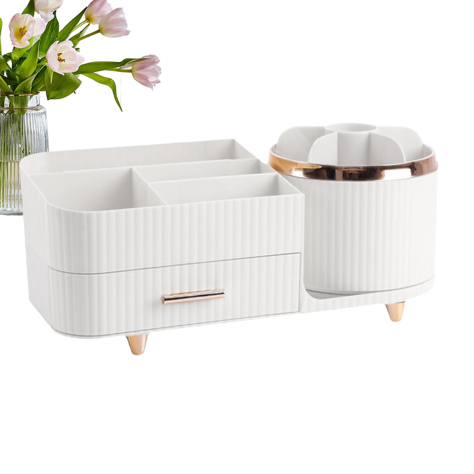 Rotierender Make-up-Nizer, Schreibtisch-Sto-Box mit Ders für Pinsel, Lippenstift, Eyeliner, Lot und Nagellack, perfekt für Vani Badezimmer und Schreibtisch
