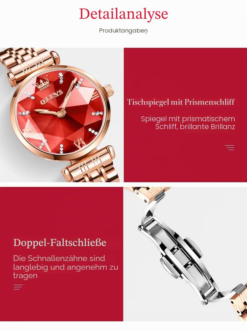 OLEVS Uhren Das neue fließende Sanduhr-Zifferblatt Set Geschenke für Damen, Uhr Halsketten Set Armbänder 3-teilig für