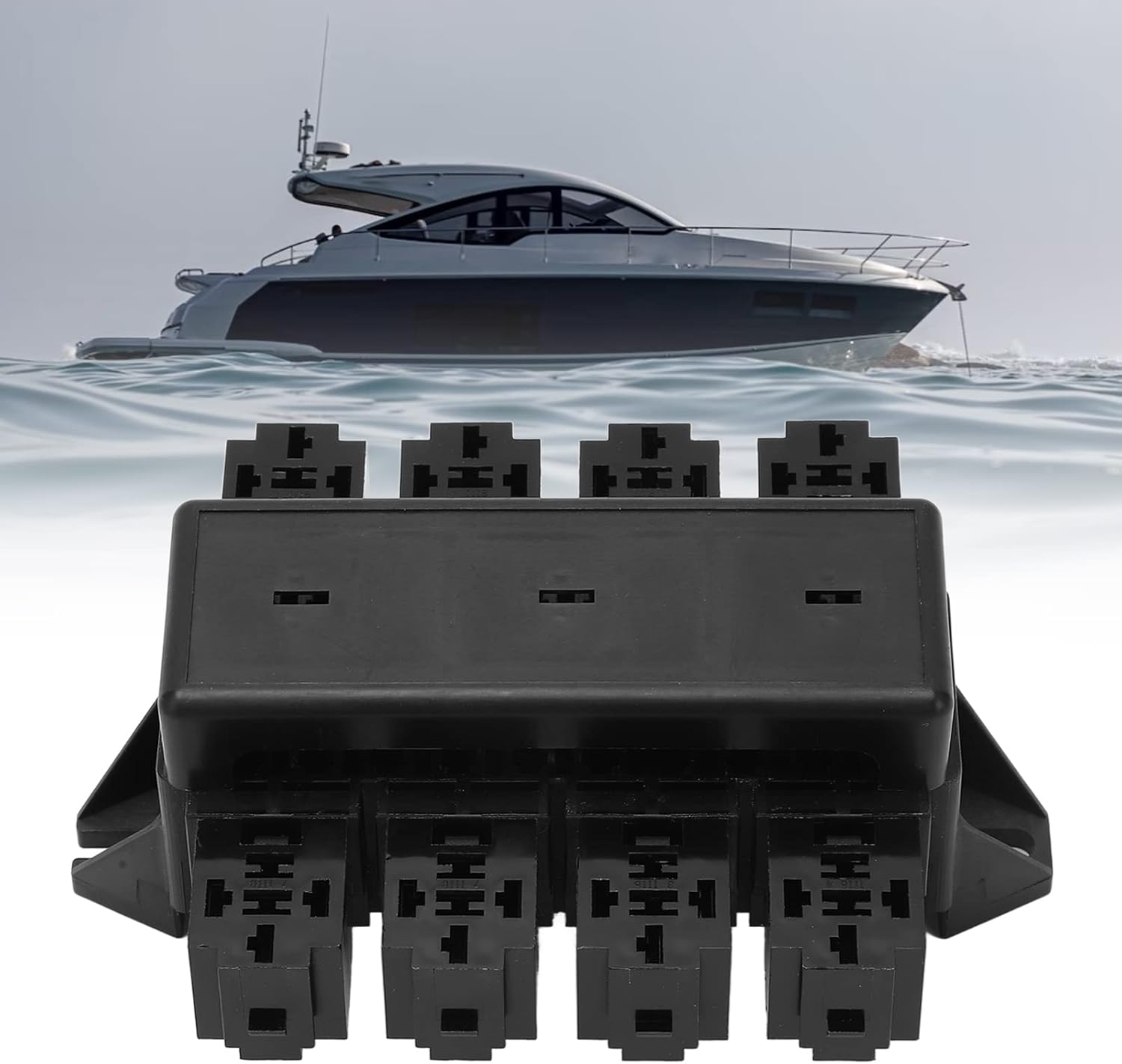 20 Slots Blade Holder with 8 Way Relay Box, PC Flame Retardant Heavy Duty Circuit Protection Box for Car Bus Yachts and Marine Vehicles